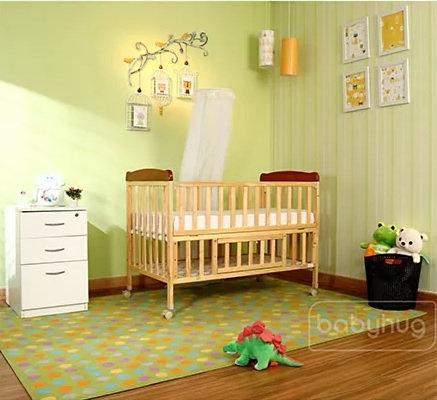 babyhug wooden cot